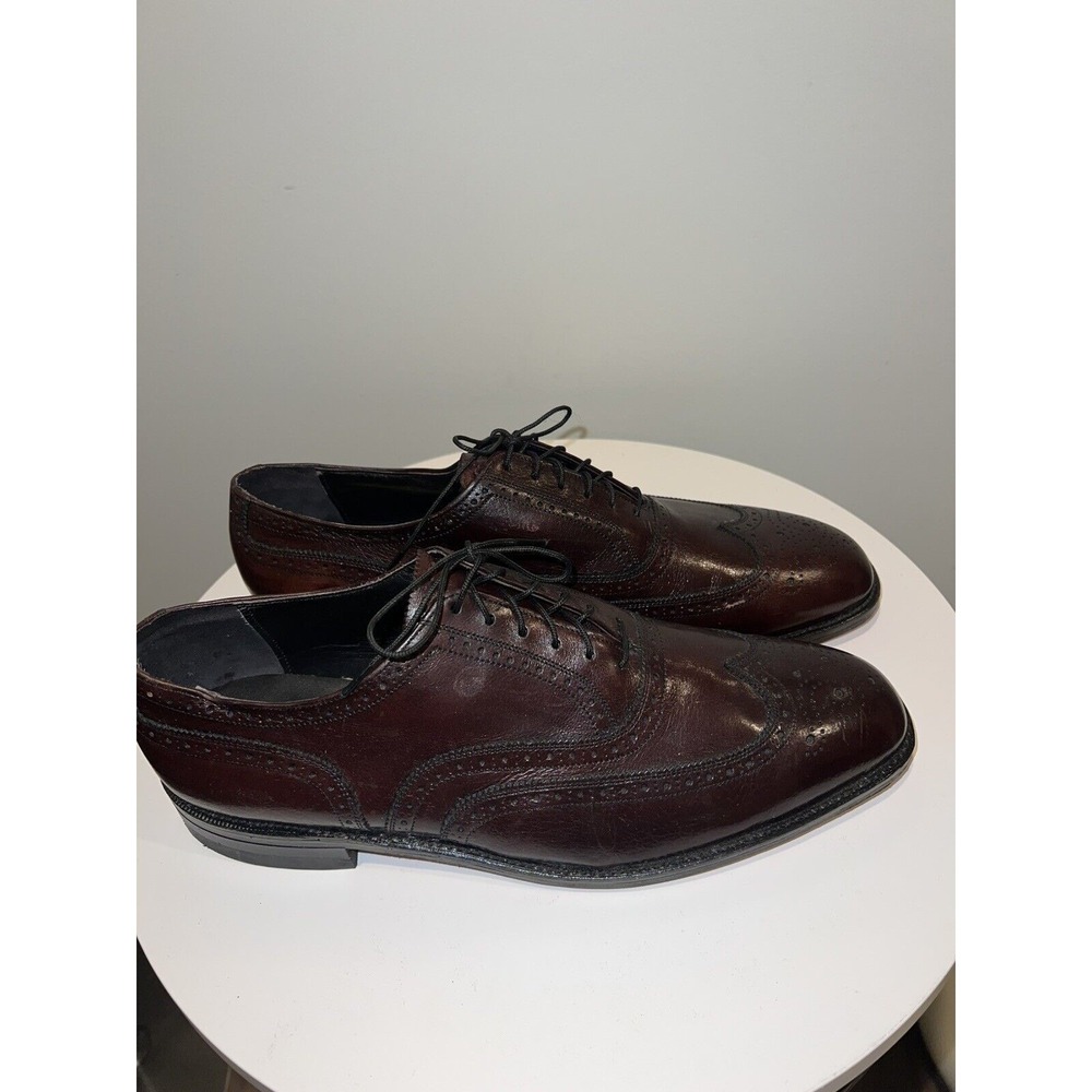 Freeman Free Flex Brown Leather Wingtip Dress Shoes Lace Oxfords Men 12 C - Picture 4 of 13
